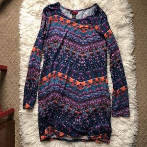 Long sleeve purple bodycon dress